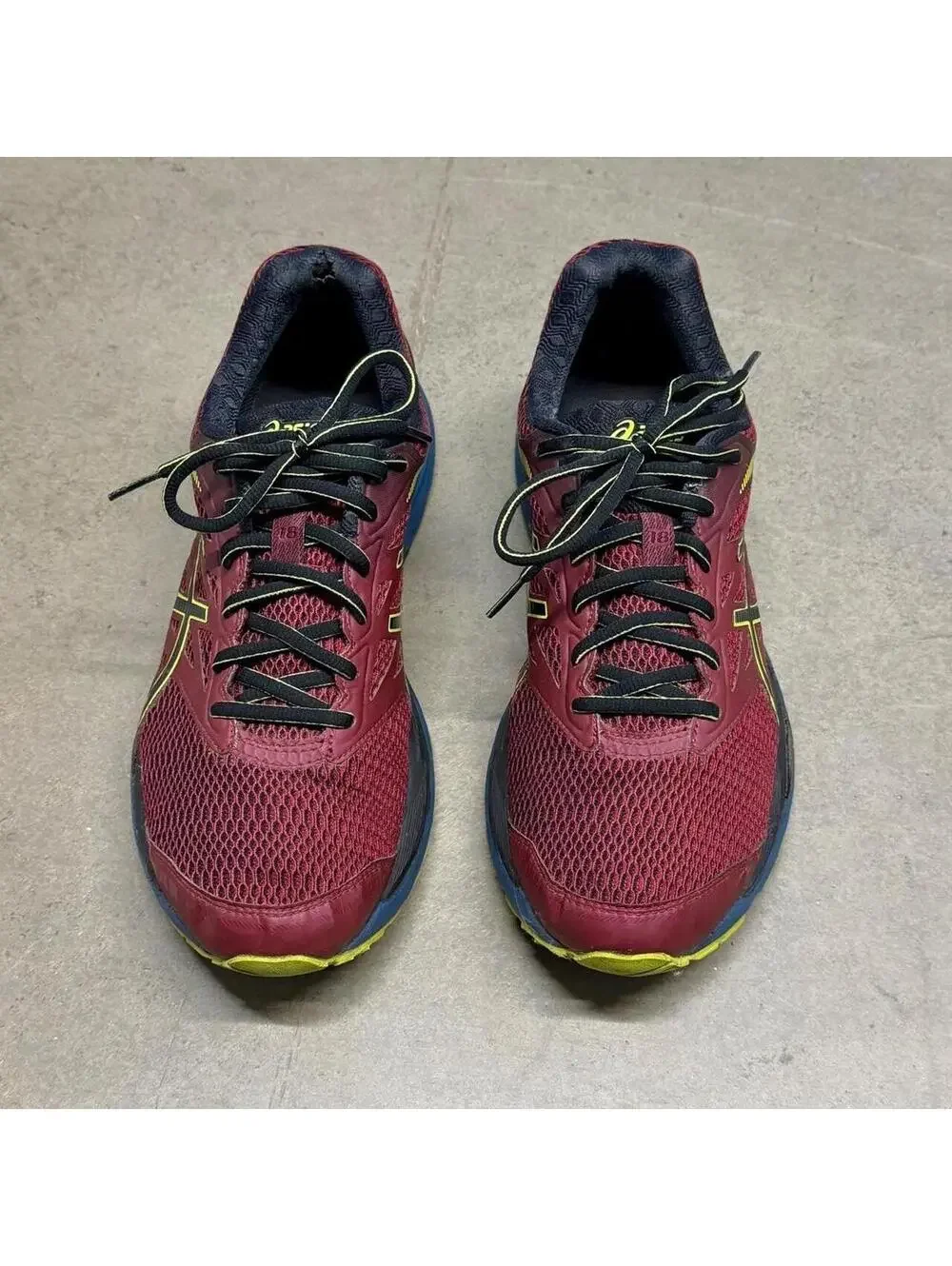 ASICS Gel-Cumulus 18 GTX Gore-Tex Burgundy/Yellow/Black/Blue Running Shoes 10.5M